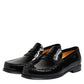 Black Leather Slip On Loafers Dress Shoes