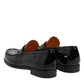Black Leather Slip On Loafers Dress Shoes
