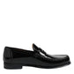 Black Leather Slip On Loafers Dress Shoes
