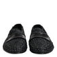 Black Woven Leather Slip On Loafers Men Shoes