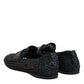 Black Woven Leather Slip On Loafers Men Shoes