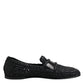 Black Woven Leather Slip On Loafers Men Shoes