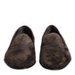 Brown Velvet Leather Slip On Loafers Shoes