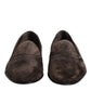 Brown Velvet Leather Slip On Loafers Shoes