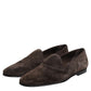 Brown Velvet Leather Slip On Loafers Shoes