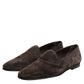 Brown Velvet Leather Slip On Loafers Shoes
