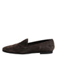Brown Velvet Leather Slip On Loafers Shoes