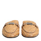 Beige Rattan Flat Mule Men Sandals Shoes