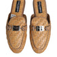 Beige Rattan Flat Mule Men Sandals Shoes