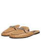 Beige Rattan Flat Mule Men Sandals Shoes