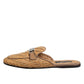 Beige Rattan Flat Mule Men Sandals Shoes
