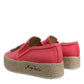 Pink Canvas Crystal Embellished Slip On Shoes