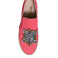 Pink Canvas Crystal Embellished Slip On Shoes