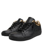 Black Gold Lace Up Low Top Women Sneakers Shoes
