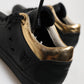 Black Gold Lace Up Low Top Women Sneakers Shoes