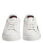 White Red Logo Low Top Leather Sneakers Shoes