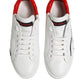 White Red Logo Low Top Leather Sneakers Shoes