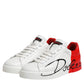 White Red Logo Low Top Leather Sneakers Shoes