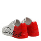 White Red Logo Low Top Leather Sneakers Shoes