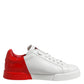 White Red Logo Low Top Leather Sneakers Shoes