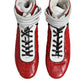 Red Quilted Leather Lace Up Sneakers Shoes