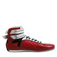 Red Quilted Leather Lace Up Sneakers Shoes