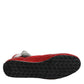Red Quilted Leather Lace Up Sneakers Shoes