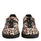 Brown Leopard Logo Print Cotton Sneakers Shoes