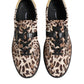 Brown Leopard Logo Print Cotton Sneakers Shoes