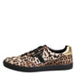 Brown Leopard Logo Print Cotton Sneakers Shoes