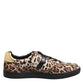 Brown Leopard Logo Print Cotton Sneakers Shoes