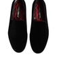 Black Velvet Slip On Loafers Formal Shoes