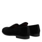 Black Velvet Slip On Loafers Formal Shoes
