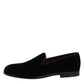 Black Velvet Slip On Loafers Formal Shoes