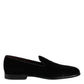 Black Velvet Slip On Loafers Formal Shoes