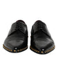 Black Leather Studded Derby Men Dress Shoes