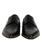 Black Leather Studded Derby Men Dress Shoes