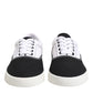 Black Cotton Canvas Lace Up Men Sneakers Shoes
