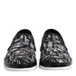 Black Slip On Printed Men Loafers Shoes
