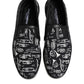 Black Slip On Printed Men Loafers Shoes