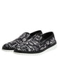 Black Slip On Printed Men Loafers Shoes