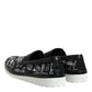 Black Slip On Printed Men Loafers Shoes