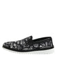 Black Slip On Printed Men Loafers Shoes