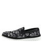 Black Slip On Printed Men Loafers Shoes