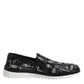Black Slip On Printed Men Loafers Shoes