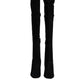 Black Suede Leather Knee High Boots Shoes