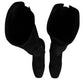Black Suede Leather Knee High Boots Shoes