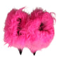 Pink Faux Fur Leather High Heels Boots Shoes