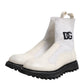 White Beige DG Logo Mid Calf Boots Shoes