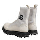 White Beige DG Logo Mid Calf Boots Shoes